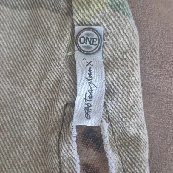 One Teaspoon Vanguard skirt 24 Olive camo-leopard High-low Distressed Denim Mini - Picture 4 of 9